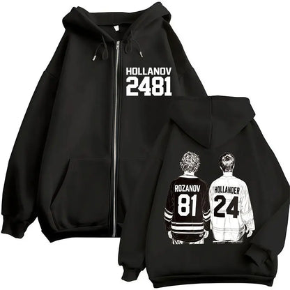 Heated Rivalry Shane Hollander‌ Ilya Rozanov Hollanov 24 81 Merch Zipper Hoodies Men Women Zip Up Sweatshirts Long Sleeve Jacket