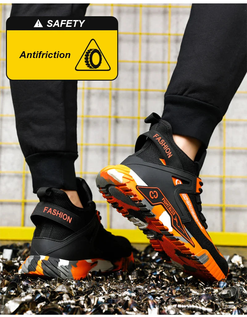 High Top Safety Protective Shoes Steel Toe Safety Shoes Men Anti-Smash Anti-Puncture Work Shoes Men Work Safety Boots fashion