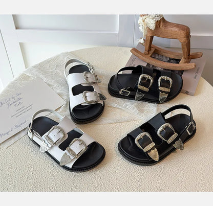 Children Sandals for Girls 2025 Summer New Fashion Korean Style Soft Bottom Anti-slippery Versatile Princess Outside Beach Shoes
