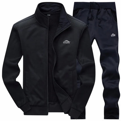 New Men Sets Fashion Sporting Suit Warm Embroidery Zipper Sweatshirt +Sweatpants Men Clothing 2 Pieces Sets Slim Tracksuit 2025