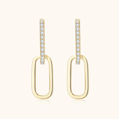 Moissanite Paperclip Link Earrings for Women Silver 925 Real 1.4mm D Color Diamond Huggie Hoop Earrings 2023 Trend Jewelry