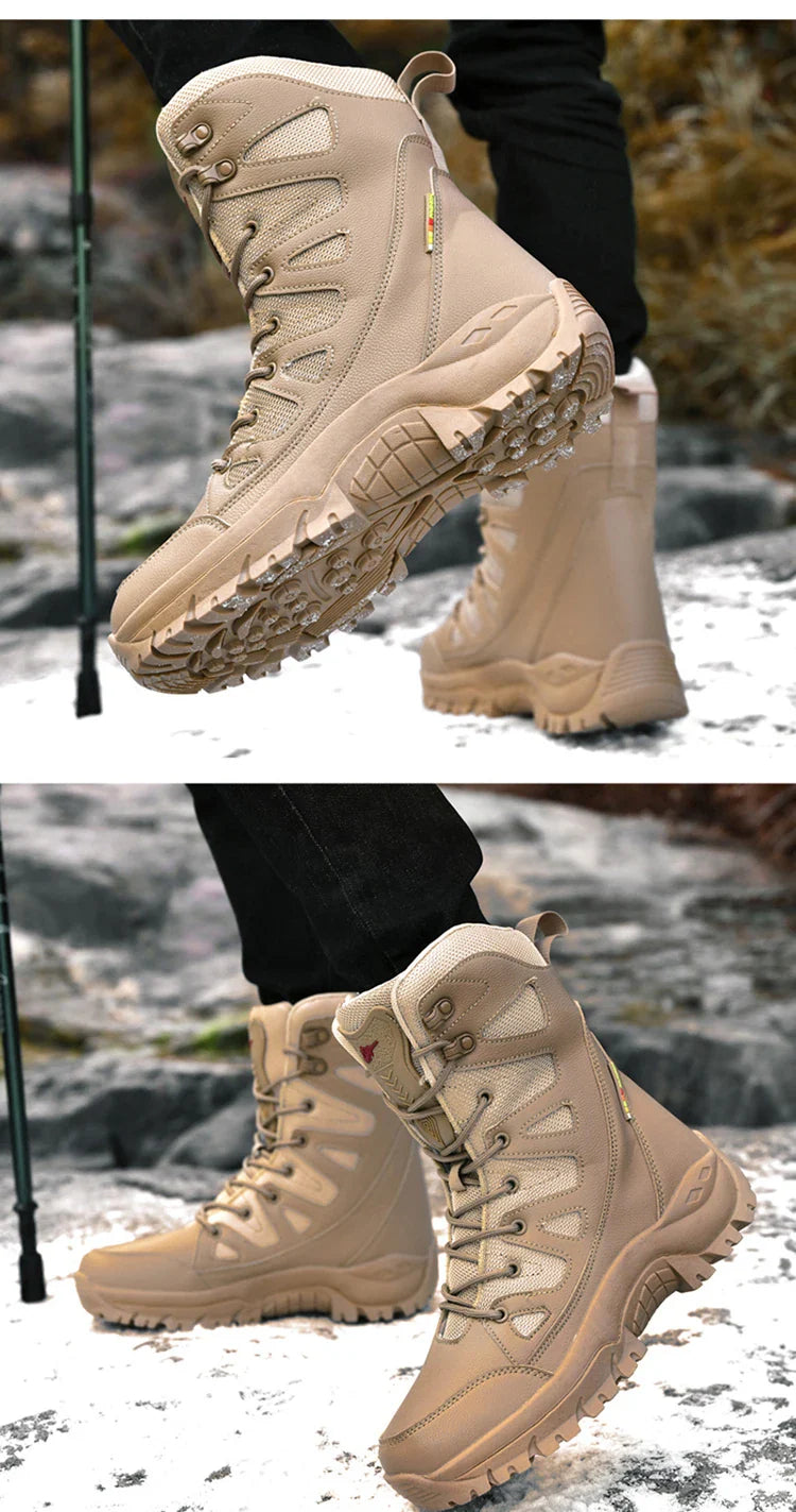 New Waterproof Men's Boots Outdoor Non-slip Men Hiking Boots High Top Winter Men's Motorcycle Boots Rubber Men Work Desert Boots