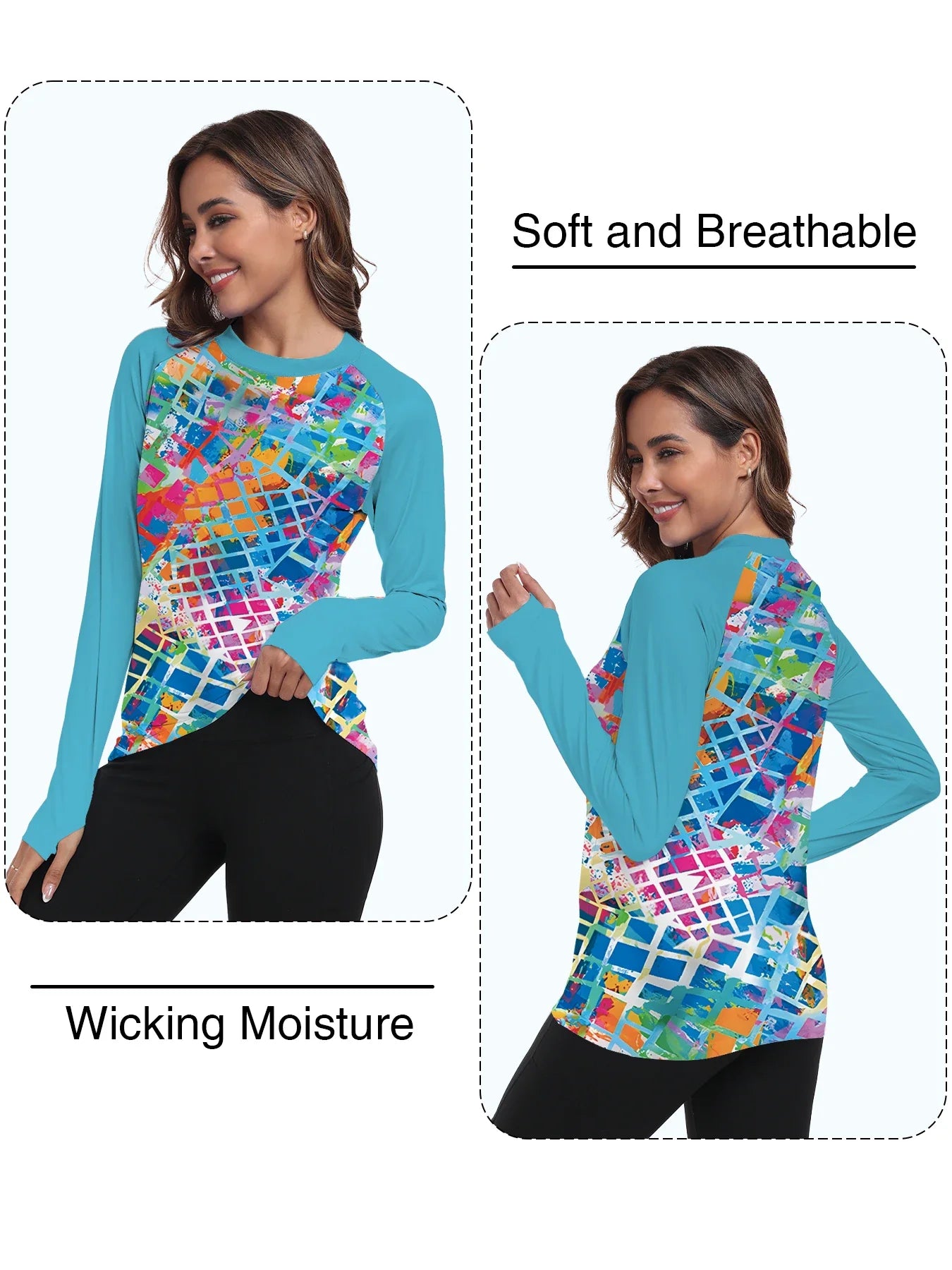 Women's UPF 50+ Sun Shirts Long Sleeve UV Protection Rash Guard Lightweight Quick Dry SPF Hiking Tops Outdoor