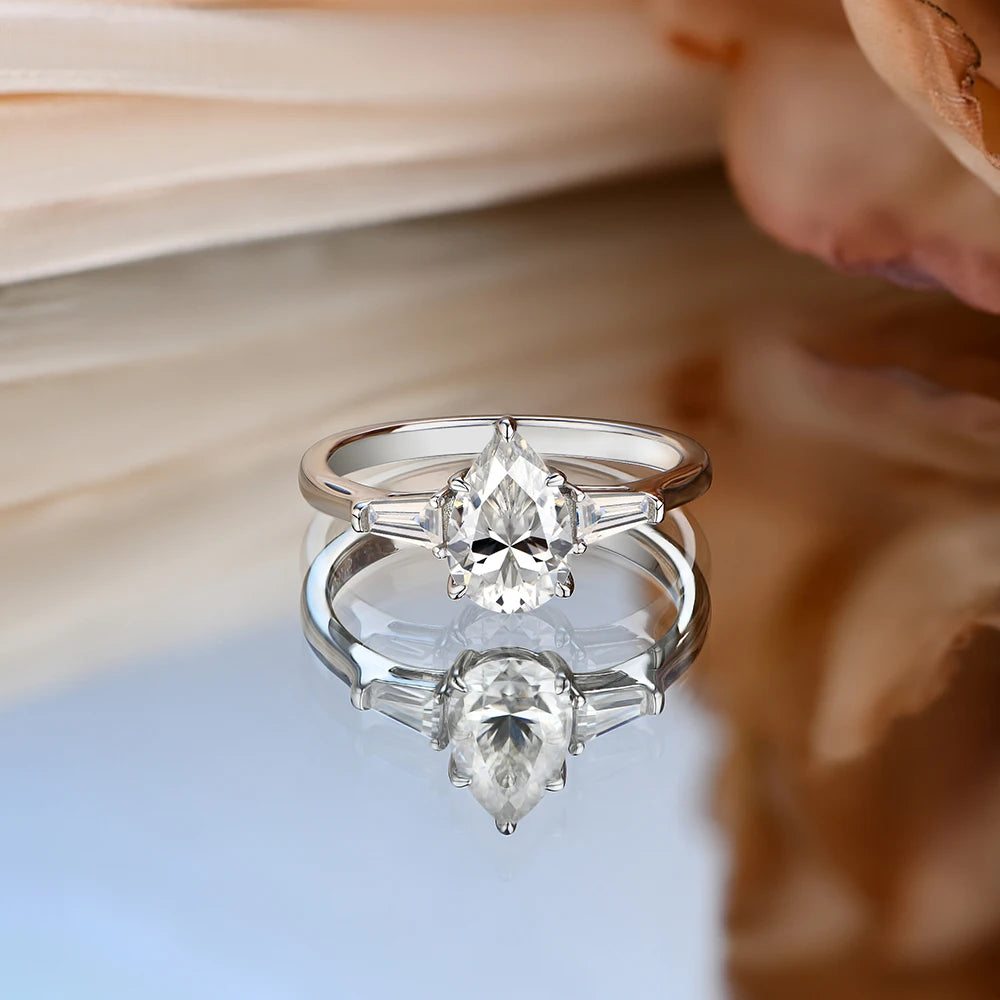 D Color 1.5CT Moissanite Ring for Women Real s925 Silver Gold Plated Bridal set for Wedding Engagement Fine Jewelry