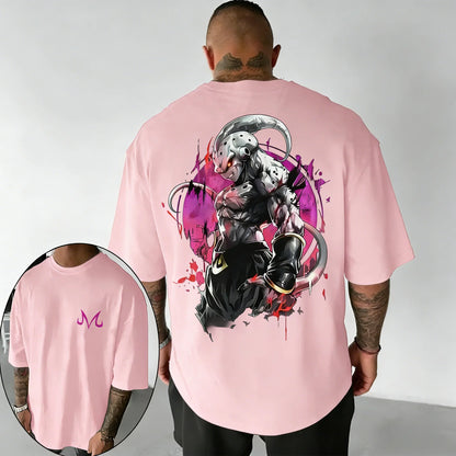 Anime Oversized Cotton T-shirt Summer New Majin Buu Print Neutral Street Hip-hop Loose Casual Short Sleeved Top