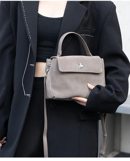 2026 NEW Autumn winter women's Natural Suede leather Crossbody Bag luxury designer Genuine Leather commuting messenger bag