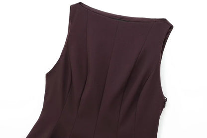 Fall/Winter 2025 New  Women's Fashion Elegant ruffled hem round neck sleeveless waist slim-fit top 4661124
