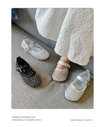 Girls Flat Shoes Sparkling Hollowed-Out Princess Shoes for Kids 2025 Summer New Sandals Mesh Hook&loop Toddlers Breathable Ins