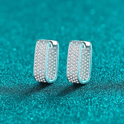 Full D Color Sparkling Moissanite Earrings 925 Sterling Silver Classic Shining Hoop Earrings For Women Wedding Jewelry