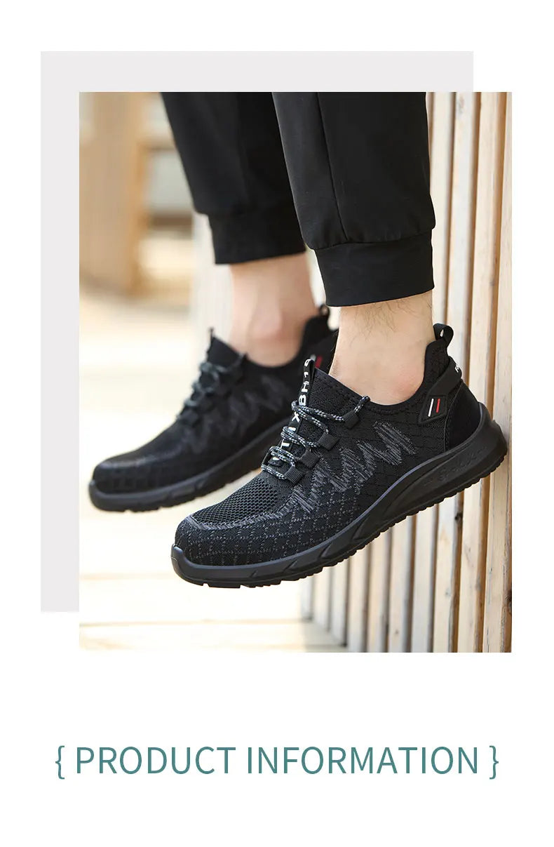 Lightweight Safety Shoes Men Steel Toe Sneakers Puncture Proof Breathable Work Safety Boots Man Comfy Construction Work Shoes