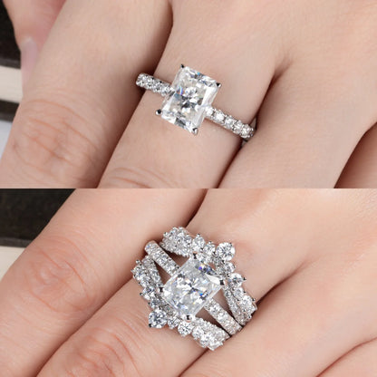 3ct D Color Radiant Cut Moissanite Engagement Gold Plated 925 Sterling Silver Rings For Woman Customs Jewelry Wholesale