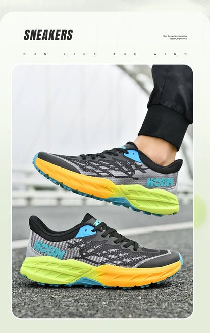 Men's Marathon Shoes Running Shoes Breathable High elasticity Cushioning Male Lightweight Sports Shoes Fitness Training