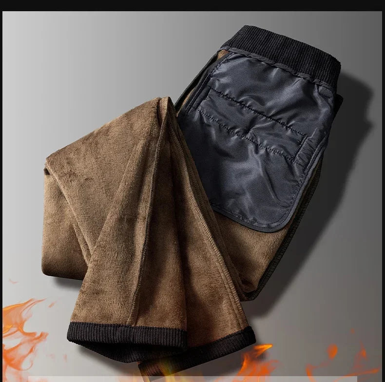 Thick Stretch Men's Corduroy Fleece Pants Fashion Business Casual Warm Chenille Male Brand Trousers Winter Thermal Pants