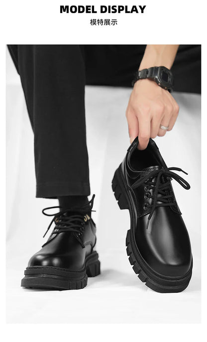 Men's leather shoes with soft soles fashion men's shoes comfortable business casual height increasing formal leather shoes men