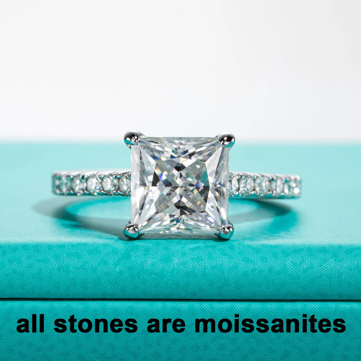 3ct Princess Cut D Color Moissanite Engagement Ring Bridal Sets 925 Sterling Silver Wedding Band Ring Customs Jewelry