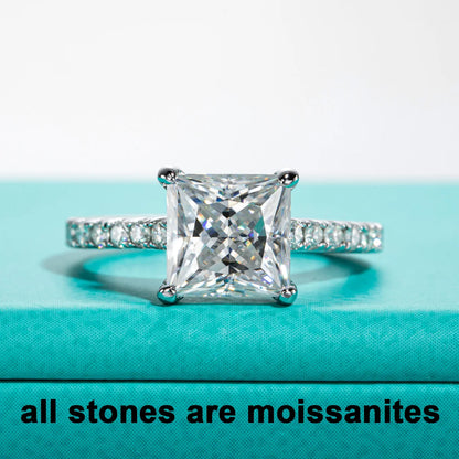 3ct Princess Cut D Color Moissanite Engagement Ring Bridal Sets 925 Sterling Silver Wedding Band Ring Customs Jewelry