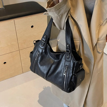 Daily Business Commuting Large Capacity Tote Hand Bags Soft Pu Leather Shoulder Bags for Women Zipper Women's Handbags Quality