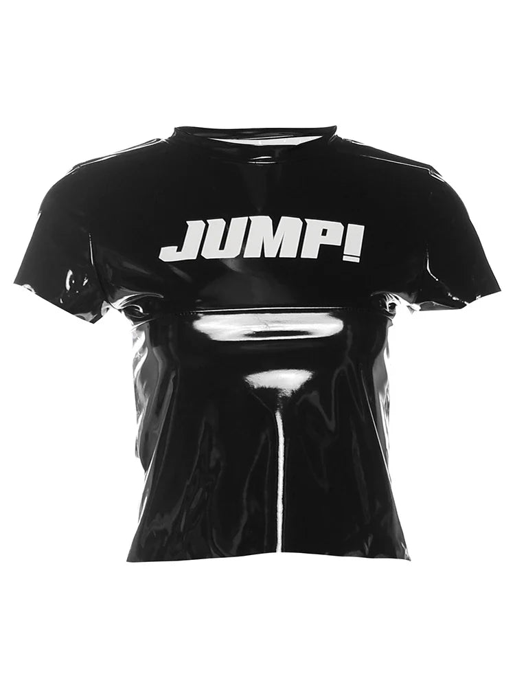 Summer New Trend T-Shirts Women Letter Print Reflection Design Short Sleeve Hot Girls High Street Style Crop Tops
