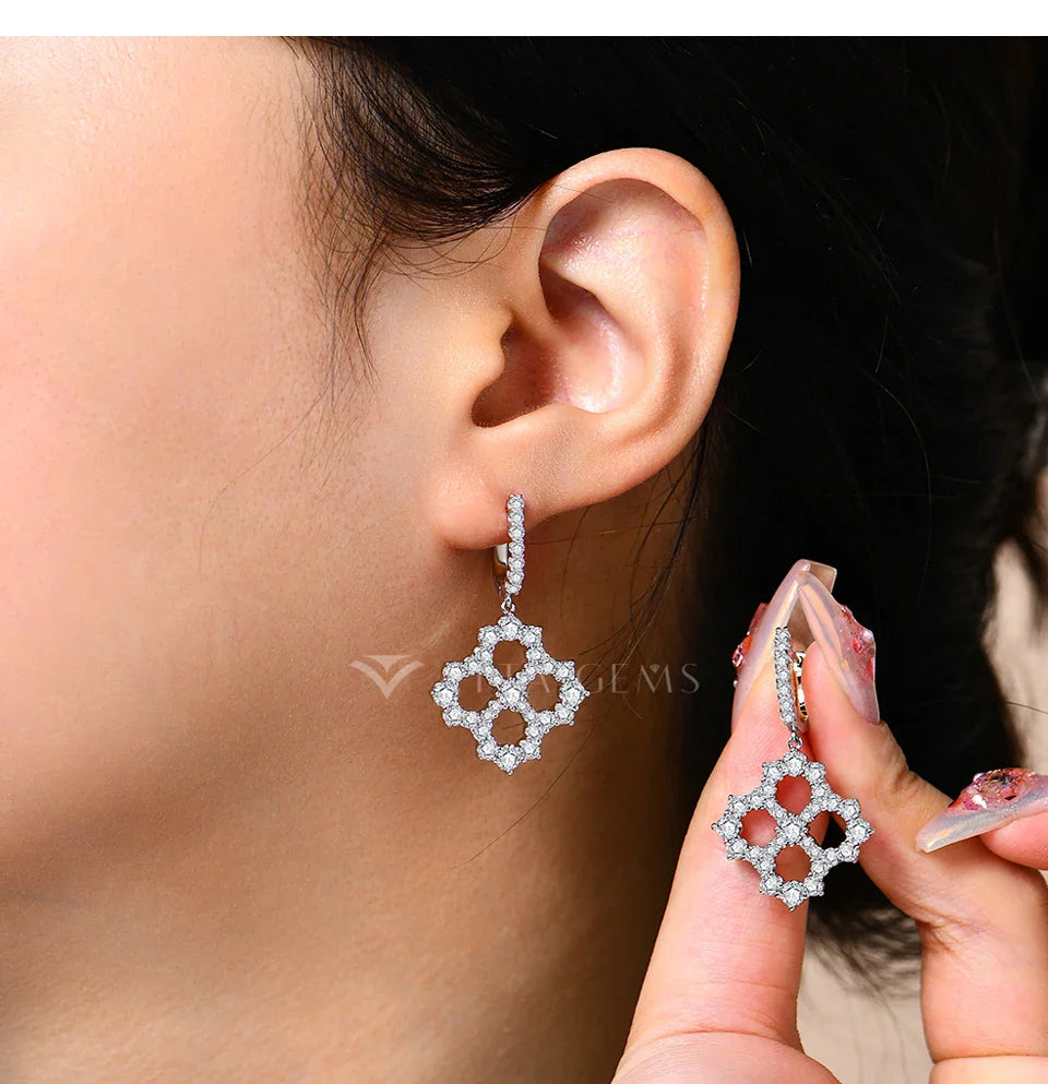 Luxury 3.25CTW D Color Moissanite Drop Earrings for Women High Quality S925 Sterling Silver Engagement Wedding  Jewelry