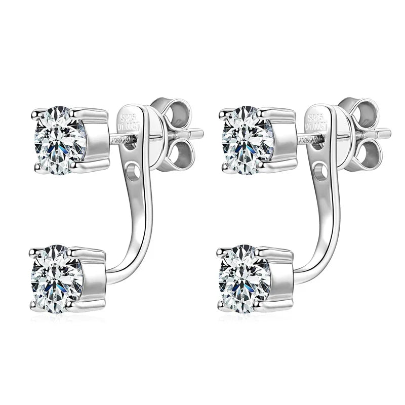 2 in 1 Round Bubble Full D Color Moissanite Stud Earrings for Women 925 Silver All Diamond Earring Pierced Ear Fine Jewelry