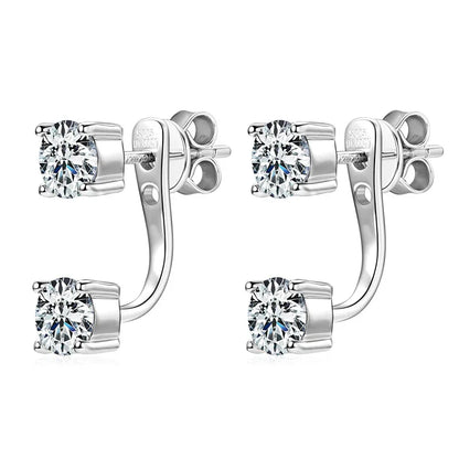 2 in 1 0.5CT Round Brilliant Cut D Color Moissanite Stud Earrings for Women S925 Silver GRA Certified Pierced Earring Gift