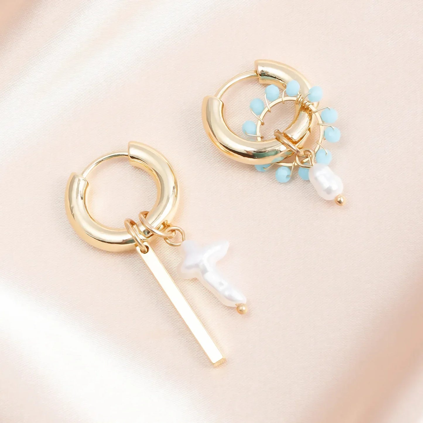 Geometric Crystal Asymmetric Dual-use Ear Buckle Earrings for Women Jewelry