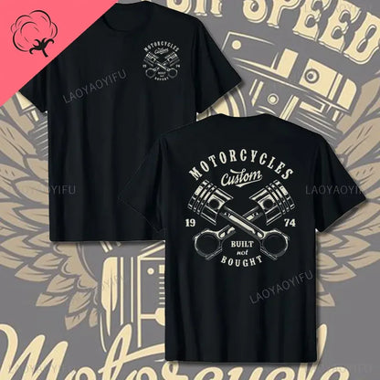 Crossed Pistons Mechanic Garage Engine Graphic T-shirt Summer Cool Men Cotton Tee Shirt All-Match Hipster Streetwear Man T-shirt