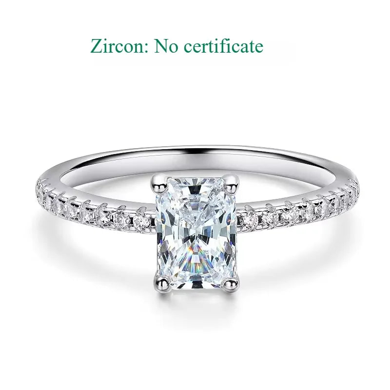 1-4CT Emerald/radiant Cut Moissanite Ring for Women Engagement Wedding Bride 100% Sterling Silver 925 Jewelry Certified