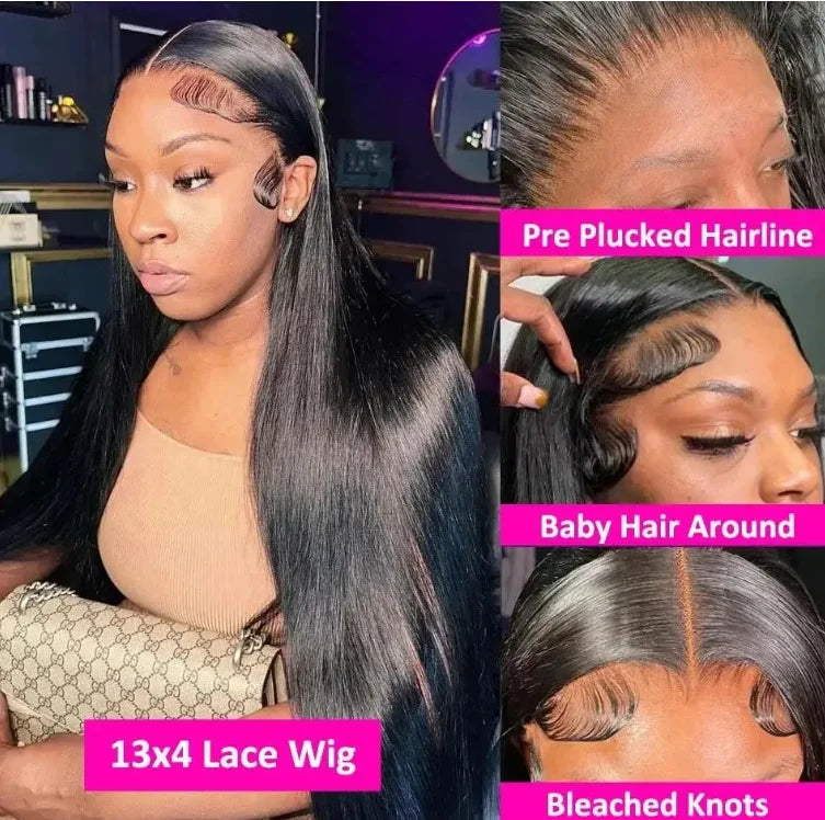 40 42 Inch Bone Straight Human Hair Wigs 13x4 13x6 HD Transparent Lace Frontal Wigs Glueless Straight Lace Front Human Hair Wigs