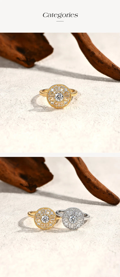 Round Cut 0.5CT Full Moissanite Ring DVVS1 Real 925 Sterling Silver for Women Engagement Fine Jewelry Shipping From USA
