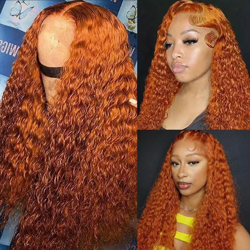 13x4 250% Density Ginger Deep Wave Lace Front Wigs Human Hair 30 Inch Wigs Human Hair HD Lace Front Wigs Human Hair Black Women