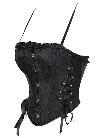 Double halter lace-trimmed corset for ladies a court shaping top