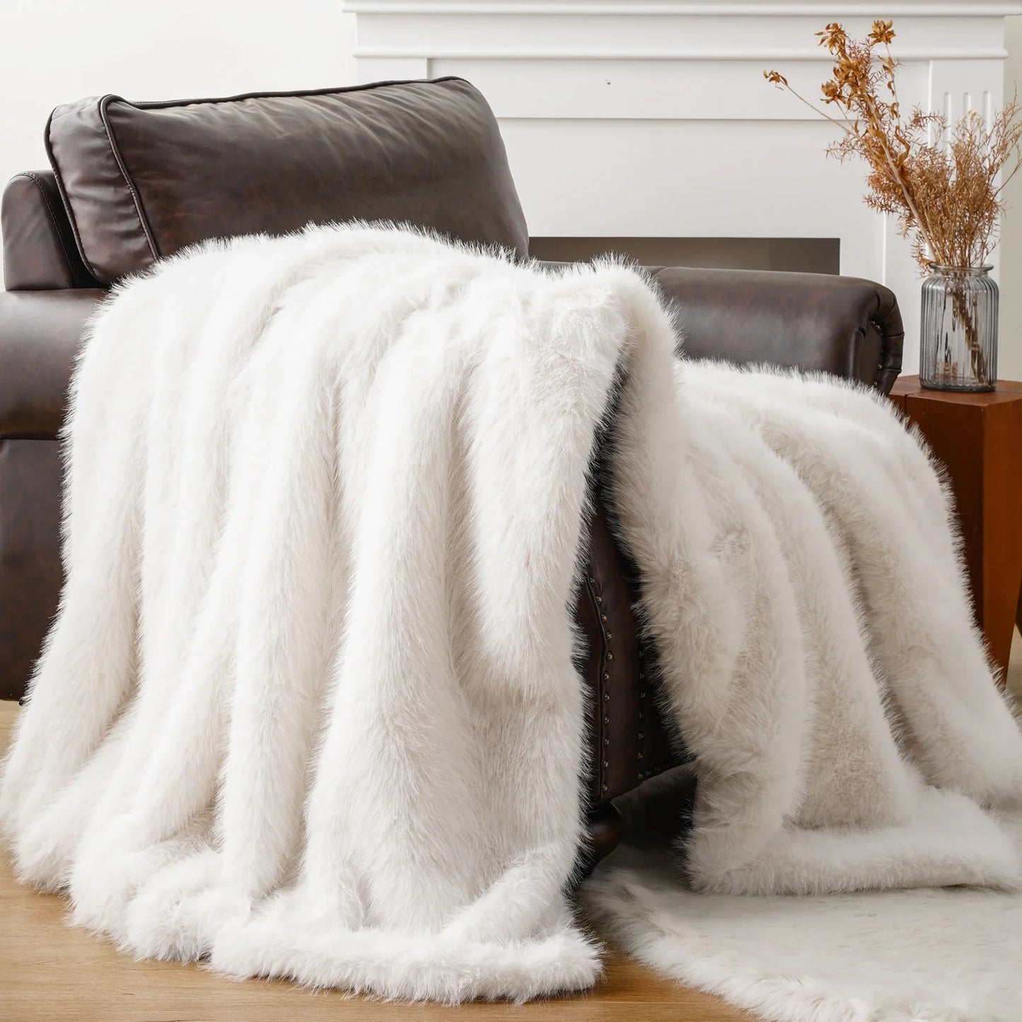 Fluffy Soft Blankets Luxury Fur blanket for Bed Sofa Mink Faux Fur Throw and Blankets Large Warm Blanket for Home Decor