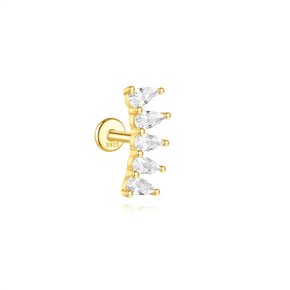 1PC Four Pointed Star Moon Tassel Lotus Cartilage Spiral Puncture 925 Sterling Silver Stud Earring For Women Ins Earring