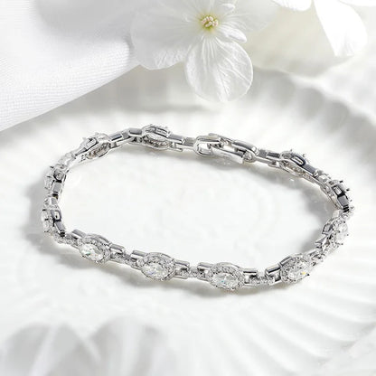 Oval Cut Zircon/moissanite Full Diamond Bracelets for Women Luxury Jewelry Bride Sparkling Bangles S925 Sterling Silver
