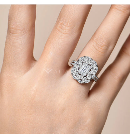 Luxury D VVS1 Color Asscher Cut 2.0CT Moissanite Diamond Rings For Women S925 Silver With Certificate Fine Jewelry New