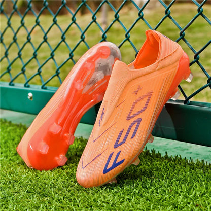 Without-lace F50+ Mens Soccer Shoes Boys Training Non-Slip Turf Soccer Cleats TF/FG Football Sneakers Chuteira Campo 35-45