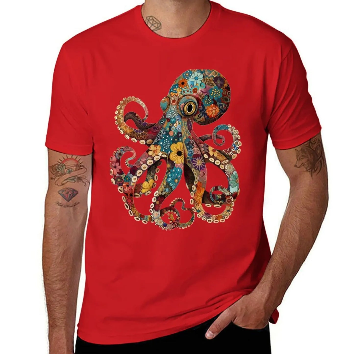 Full color octopus T-Shirt quick drying korean fashion summer tops Aesthetic clothing funny t shirts for men