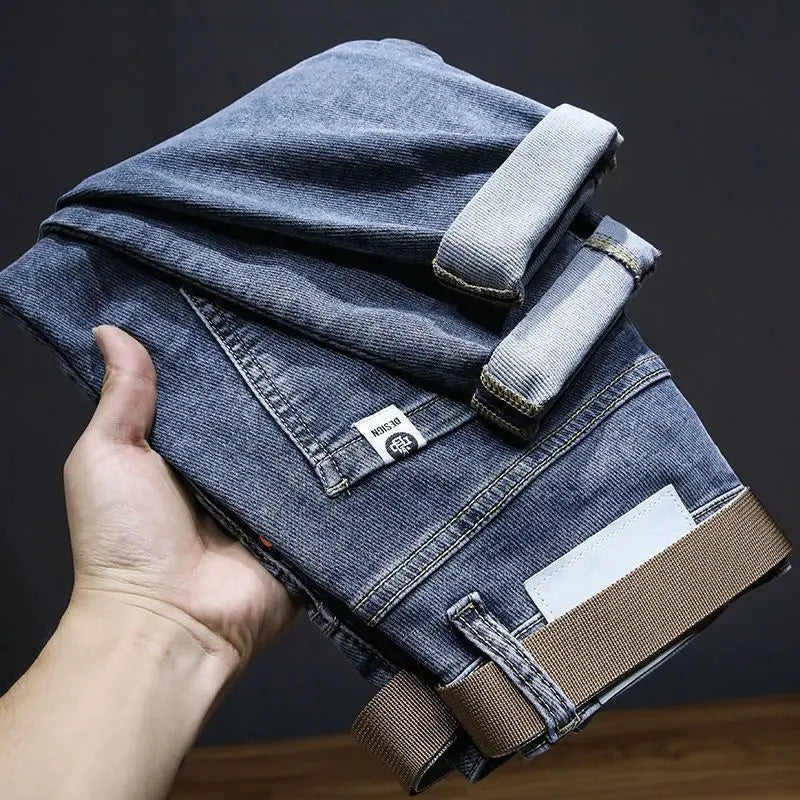 High-end 2023 Harajuku Designer Clothes Denim New Trousers Kpop Stretch Trendy Korean-style with Our Luxury Men's Casual Jeans