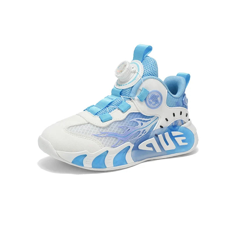 Rotary Buckle Children's Sports Shoes Fashion Orange Sports Shoes For Boys Girls Non-slip Platform Casual Sneakers Kids Trainers