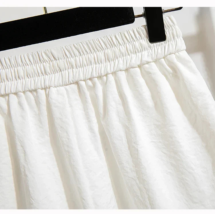 Plus Size Summer Shorts For Women 2025 Summer Ice Silk Drawstring Large Size Loose Shorts Women Korean Streetwear Shorts Female
