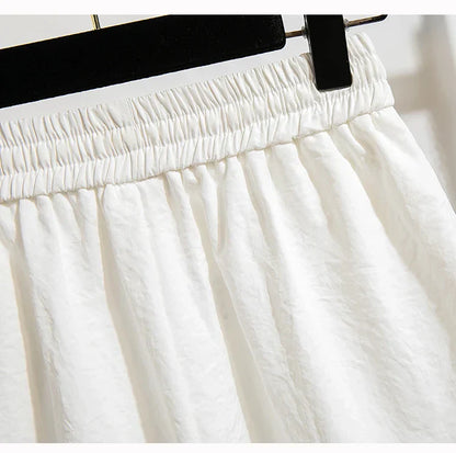 Plus Size Summer Shorts For Women 2025 Summer Ice Silk Drawstring Large Size Loose Shorts Women Korean Streetwear Shorts Female