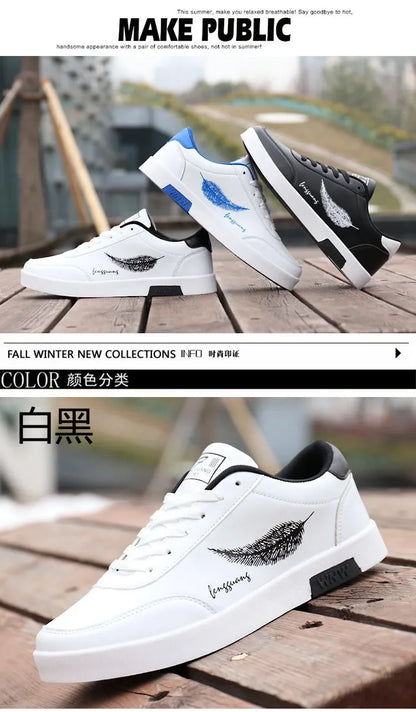 Summer Men's White Sports Shoes Fashion Male leather casual Shoes