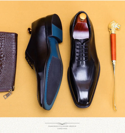 Italian Luxury High Quality Elegant Male Natural Genuine Leather Social Shoes Office Career Business Formal Solid Oxfords Shoes