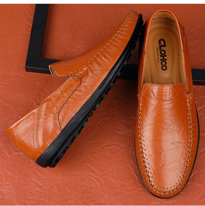 Men's Business Casual Shoes Leather Stitching Comfortable Breathable Rubber Bottom Second Layer Cowhide