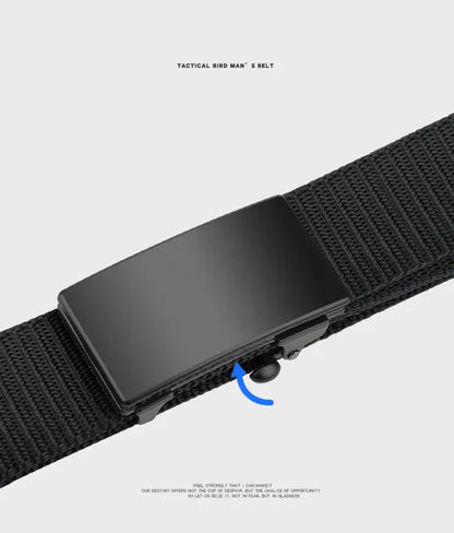 2pcs Men's Belt Outdoor Leisure Sports Belt Toothless Quick Release Automatic Buckle Quality Black Belt