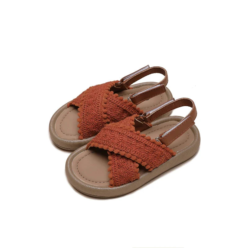 Girl Summer Sandals Classic Fashion Ethnic Style Kids Beach Sandals Fashion Open-toe Versatile Children Non-slip Causal Shoes