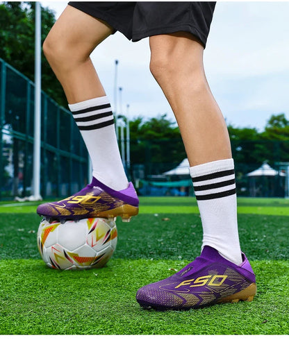 New Men Football Boots Non-Slip Boys Cleats Hot-selling Soccer Shoes Grass Outdoor Match Sneakers High-quality High-top Light
