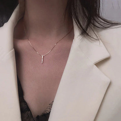 Heart Shape Pendant Necklaces Silver Color 5A Cubic Zirconia Minimalist Style Clavicle Chain Women And Girl Jewelry