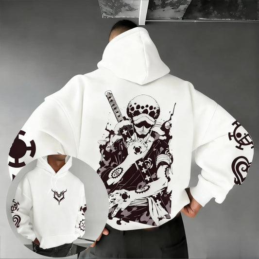 Trafalgar Law Anime Hoodie Cotton Pullover Japanese Cartoon Graphic Print Sweatshirt Streetwear Casual Autumn New Y2k